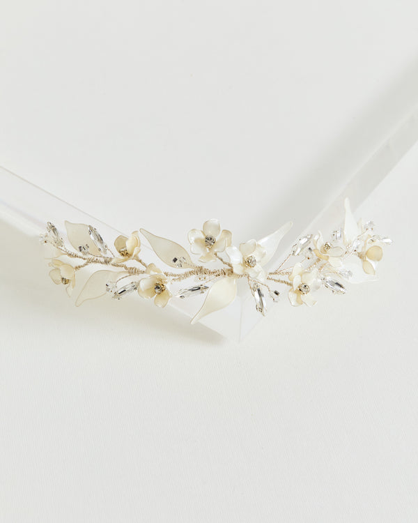 Çiçekli Taşlı Uzun Saç Aksesuarı