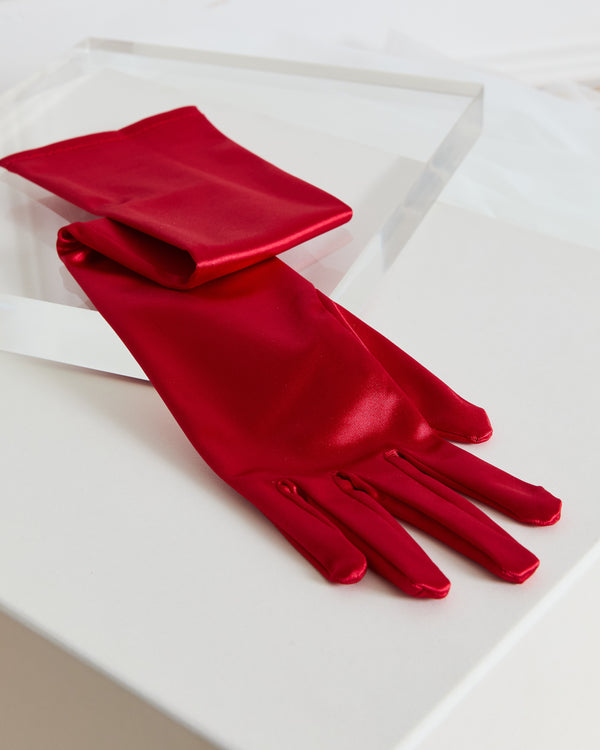 Kırmızı Saten Eldiven